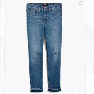 J Crew Factory Slim boyfriend jean with distressed details Medium Wash